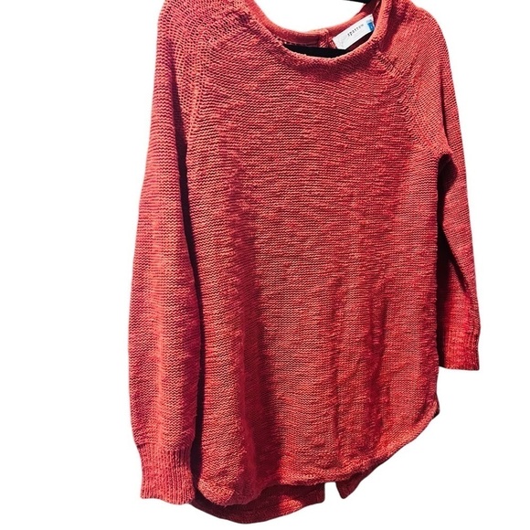 Sparrow Anthropologie Linen Button Back Burnt Orange Tunic Sweater Size Small - Picture 3 of 6